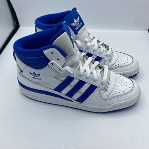 Adidas‎ Forum Mid sneakers in a white and royal blue colorway Mens size 8.5